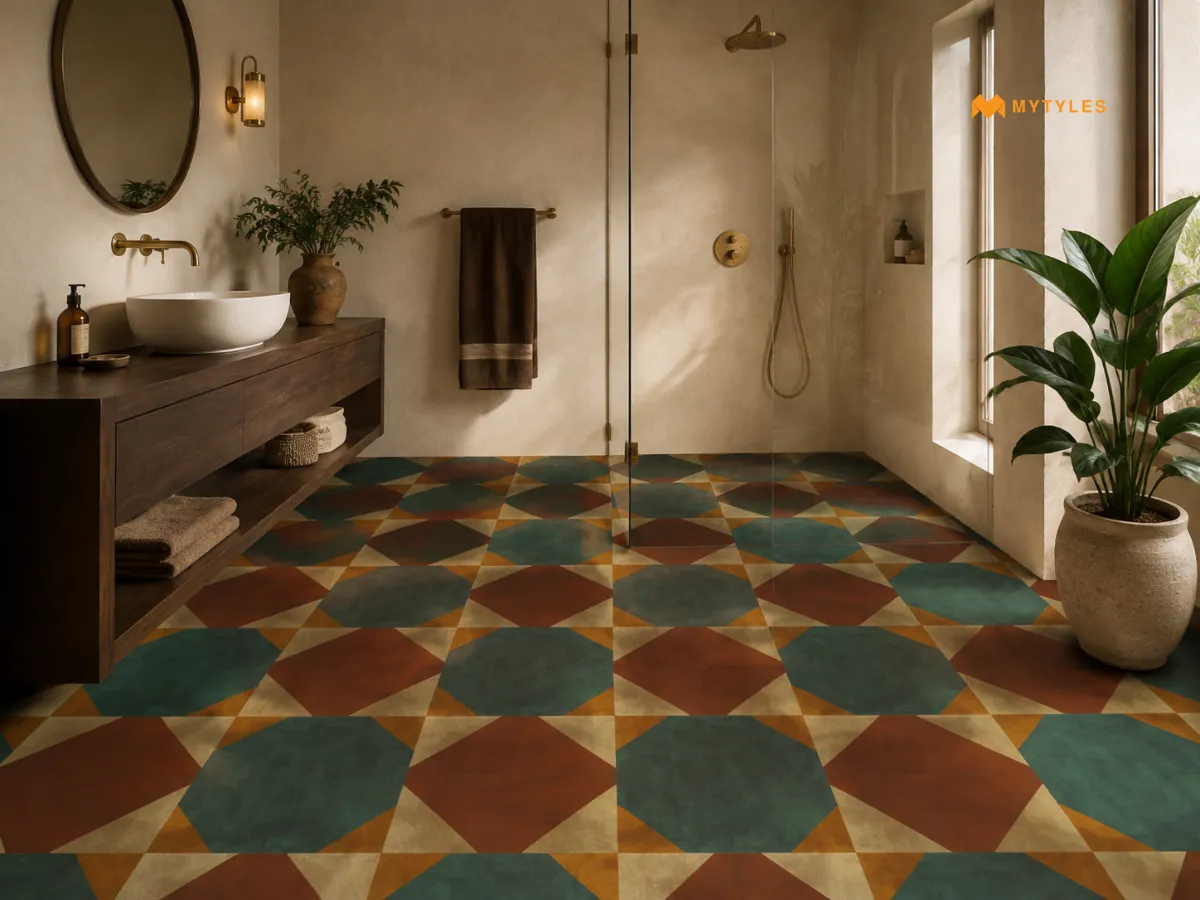 Geometric Bathroom Floor Tile